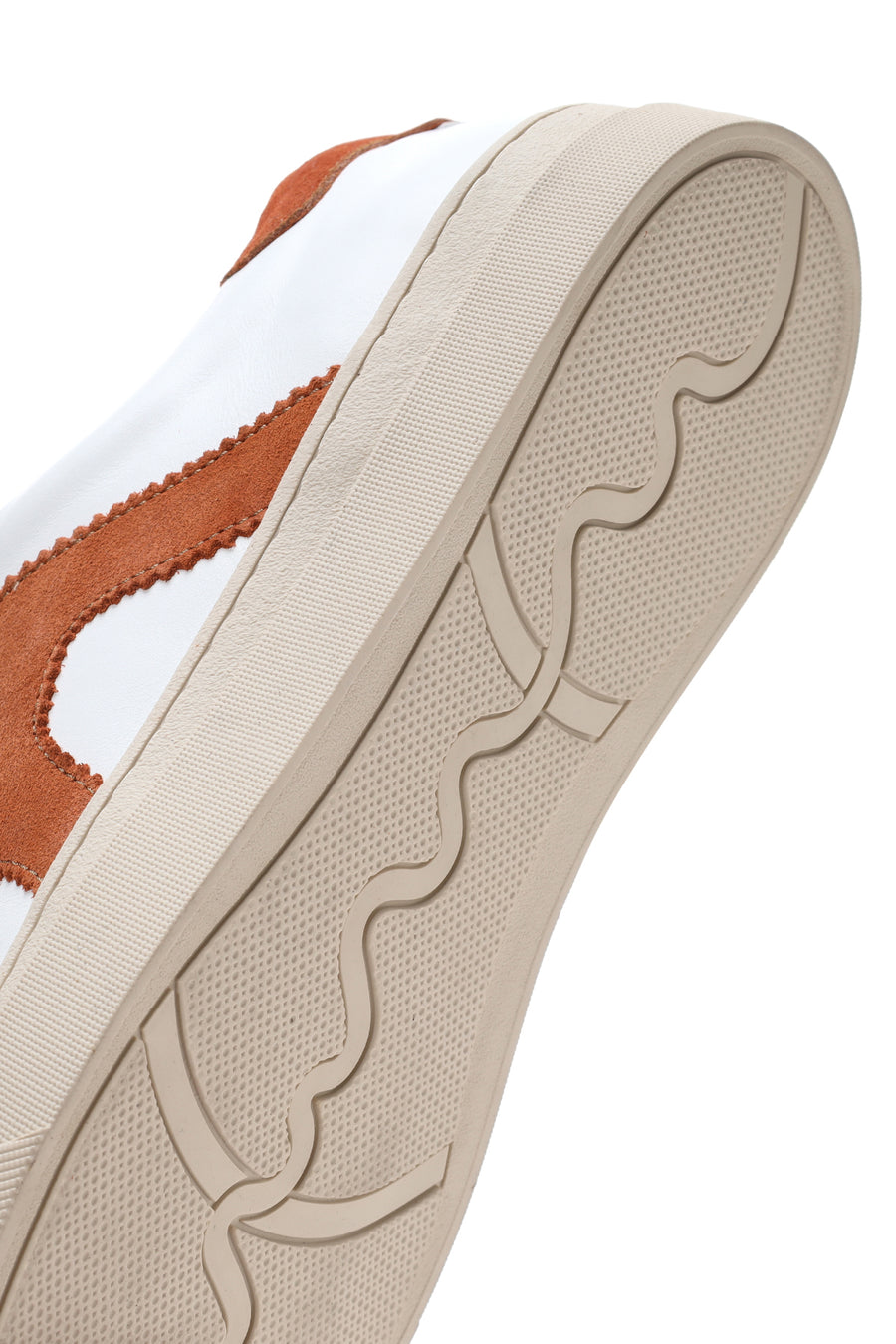 Erkek Beyaz Turuncu Süet Detaylı Deri Sneaker