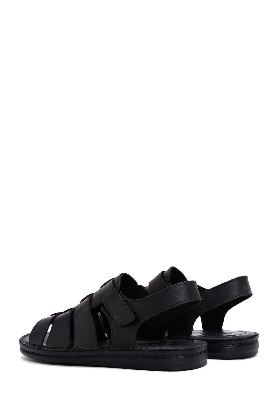 Men's Black Leather Casual Sandals