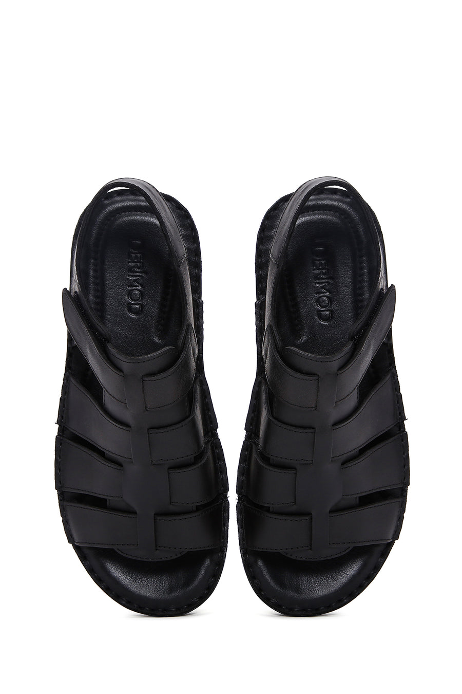 Men's Black Leather Casual Sandals
