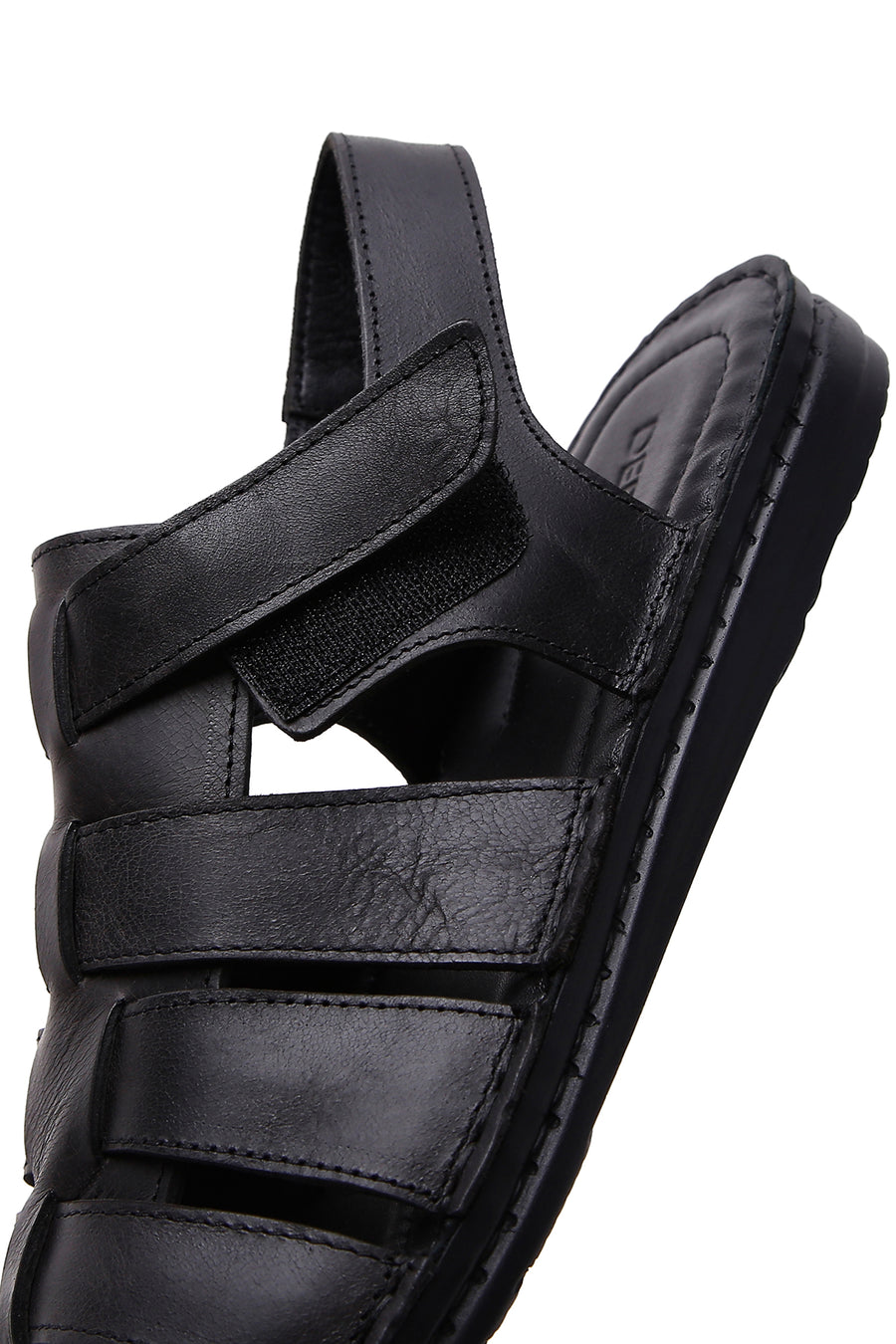 Men's Black Leather Casual Sandals