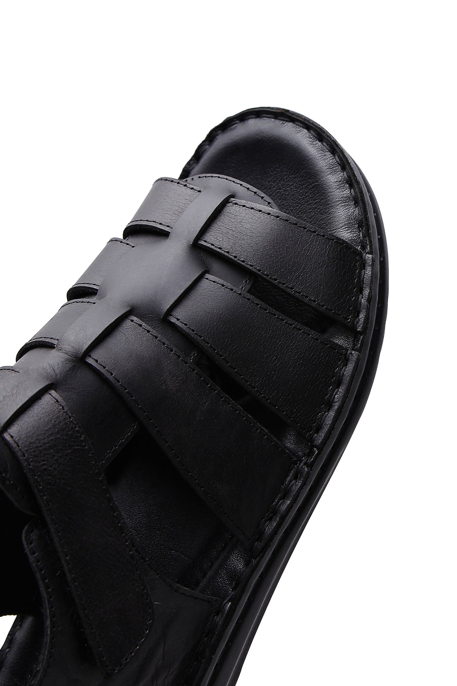 Men's Black Leather Casual Sandals