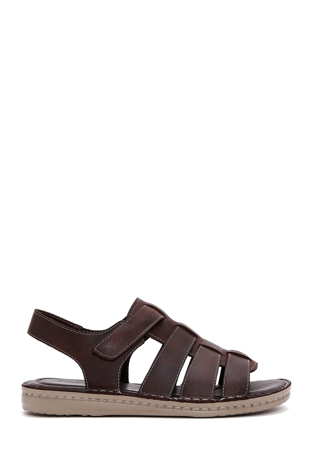 Erkek Kahverengi Deri Casual Sandalet