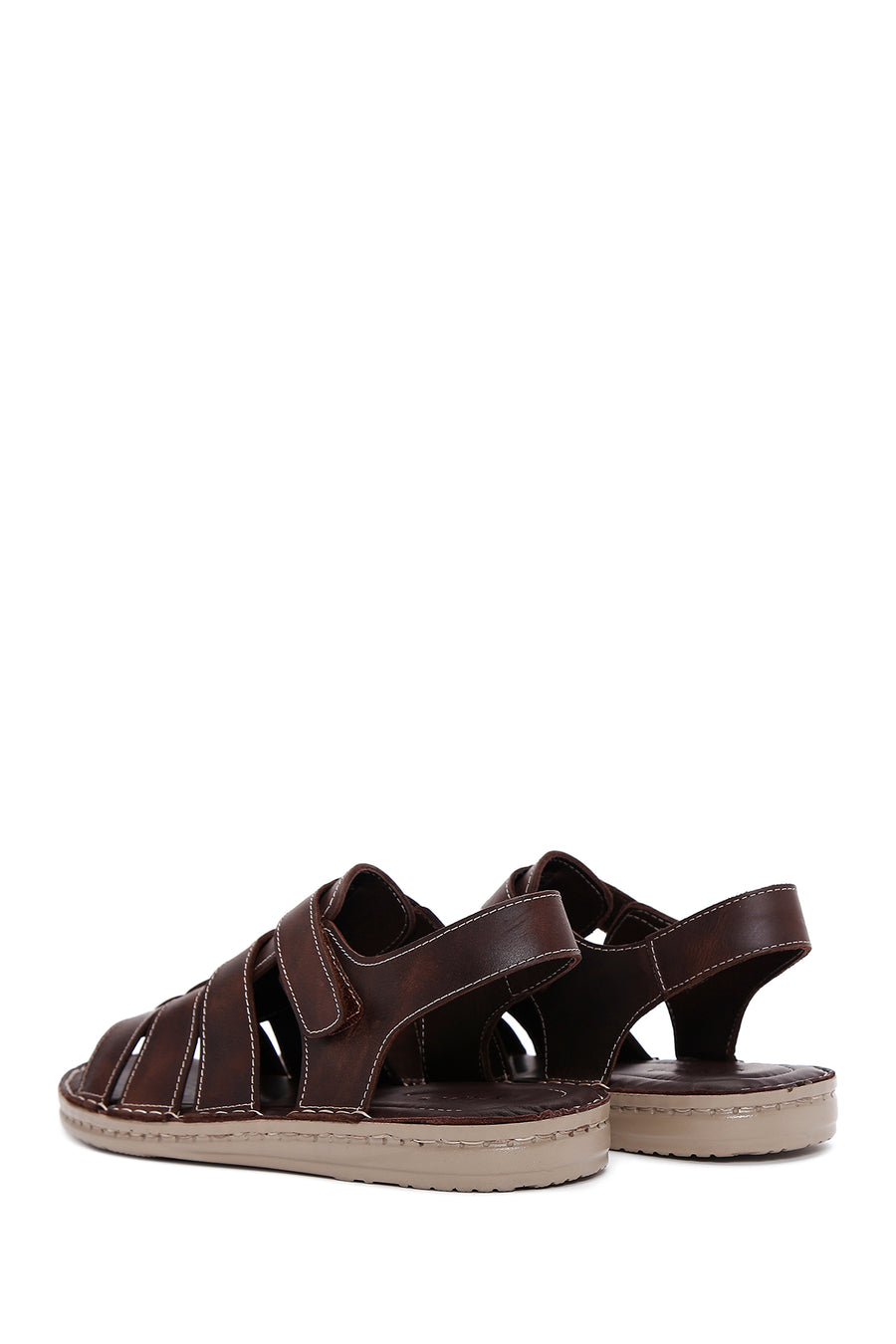 Erkek Kahverengi Deri Casual Sandalet