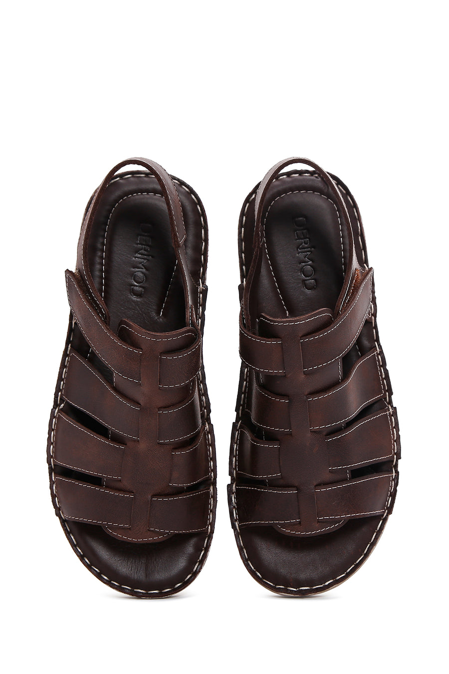 Erkek Kahverengi Deri Casual Sandalet