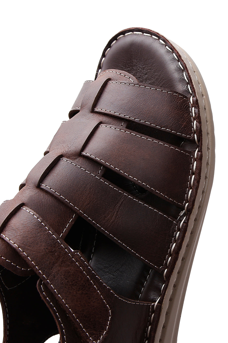 Erkek Kahverengi Deri Casual Sandalet