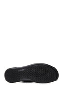 Men's Black Leather Casual Flat Slippers | Derimod