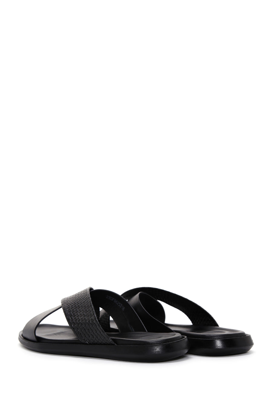 Men's Black Leather Casual Flat Slippers