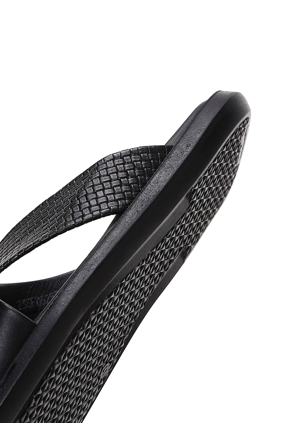 Men's Black Leather Casual Flat Slippers