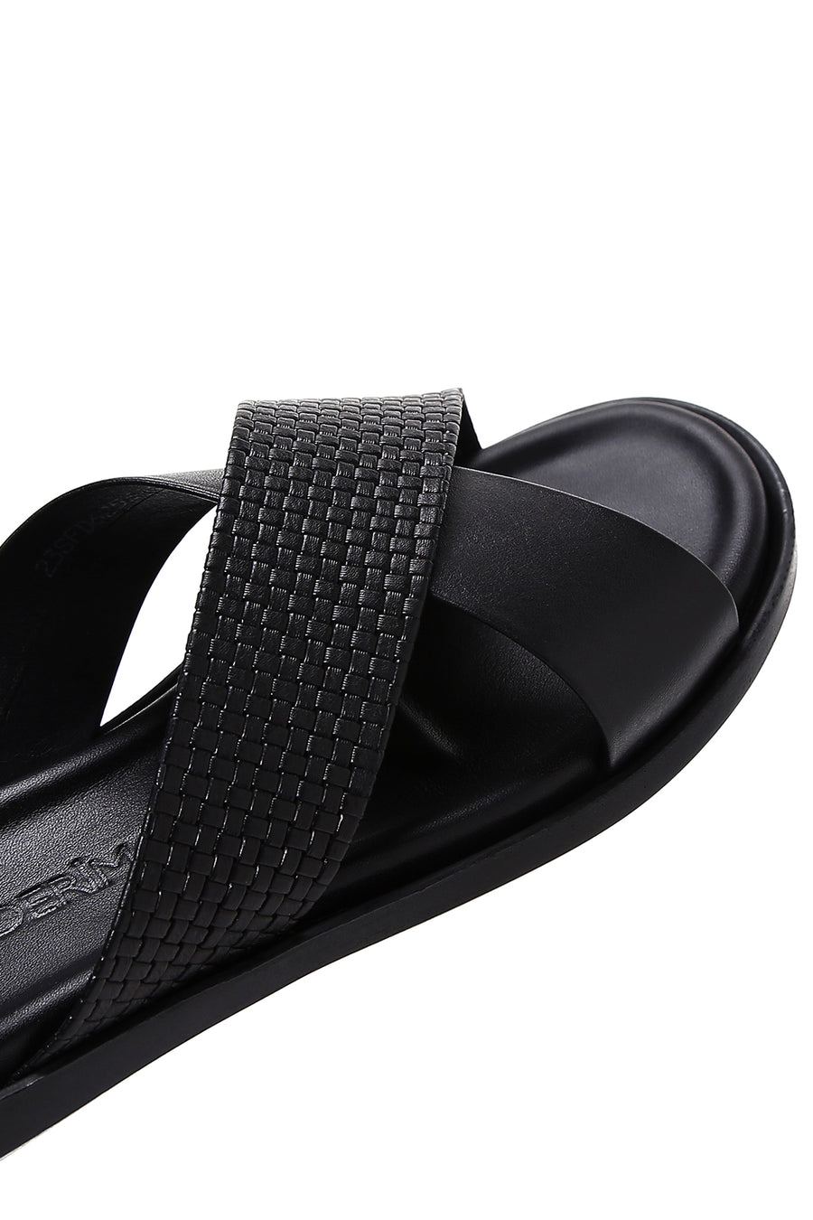 Men's Black Leather Casual Flat Slippers