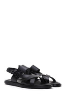 Men's Black Leather Sandals | Derimod