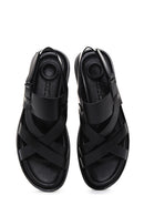 Men's Black Leather Sandals | Derimod