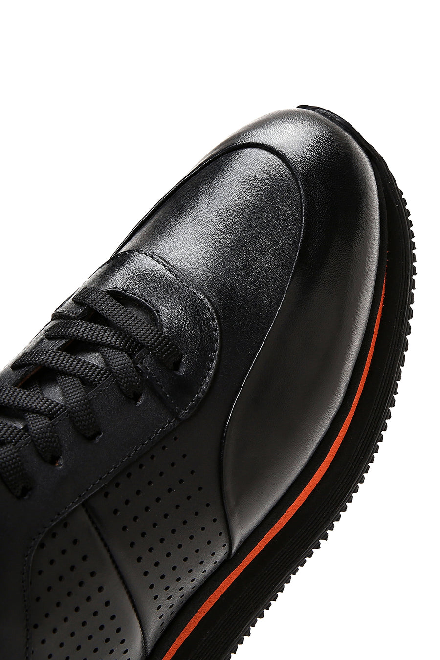 Erkek Siyah Deri Kalın Tabanlı Sneaker