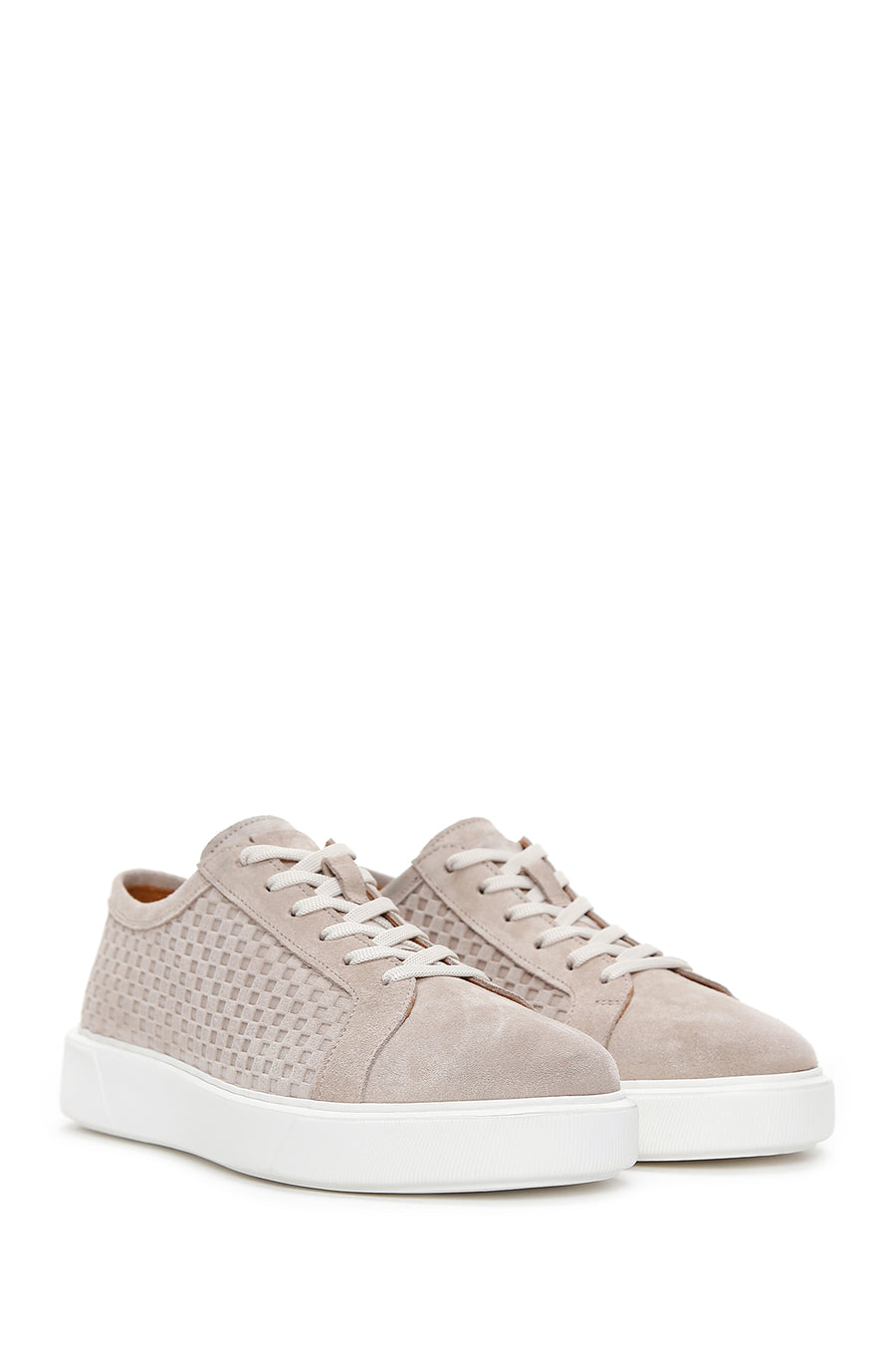 Men's Beige Suede Leather Thick Soled Sneaker