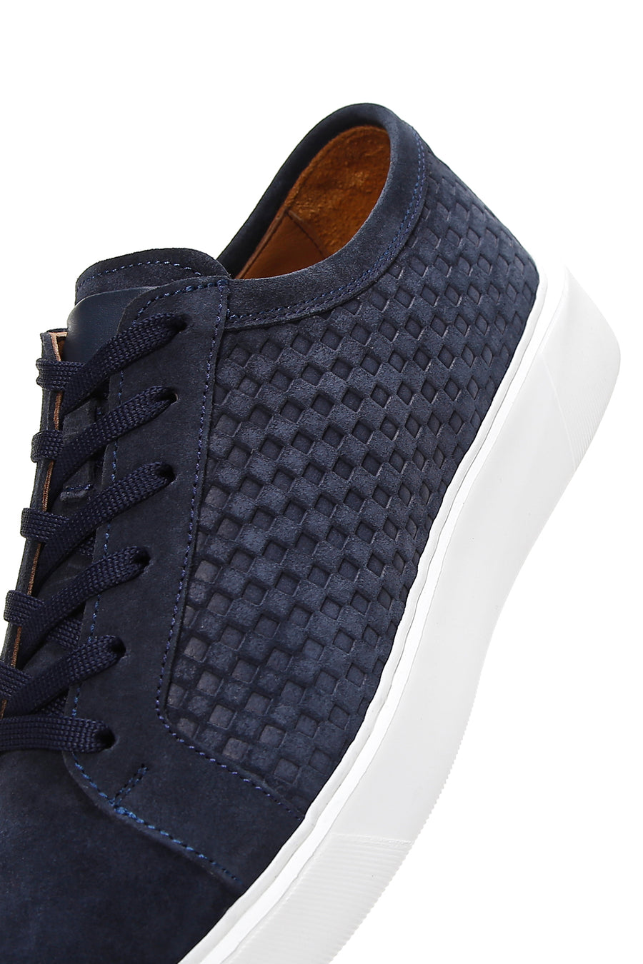 Erkek Lacivert Süet Deri Kalın Tabanlı Sneaker