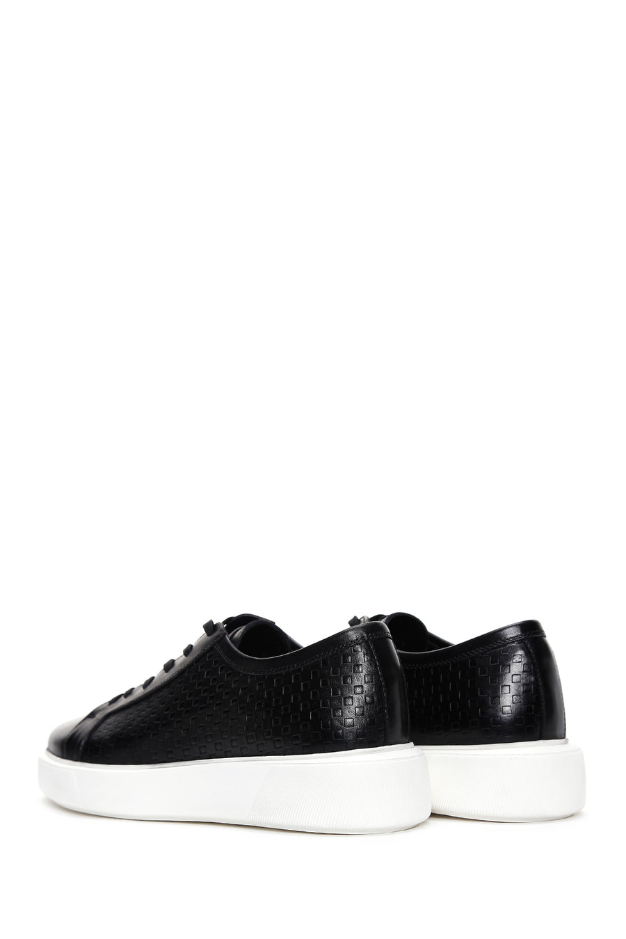 Erkek Siyah Deri Kalın Tabanlı Sneaker