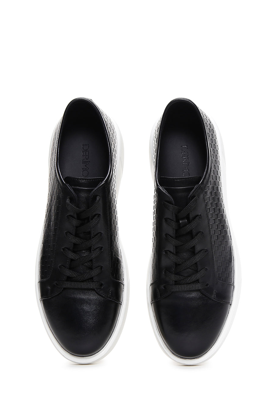 Erkek Siyah Deri Kalın Tabanlı Sneaker