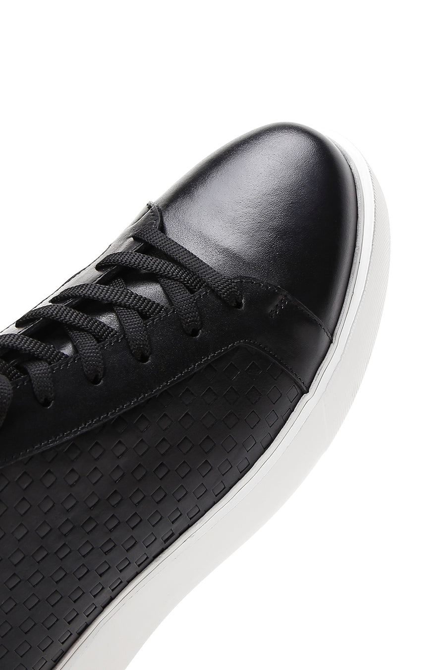 Erkek Siyah Deri Kalın Tabanlı Sneaker