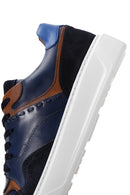 Erkek Lacivert Deri Kalın Tabanlı Sneaker | Derimod