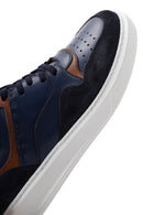 Erkek Lacivert Deri Kalın Tabanlı Sneaker | Derimod