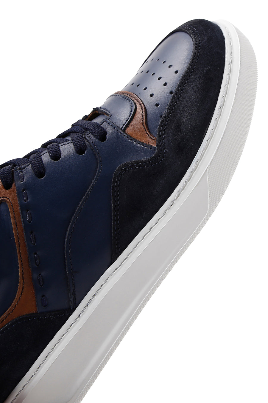 Erkek Lacivert Deri Kalın Tabanlı Sneaker