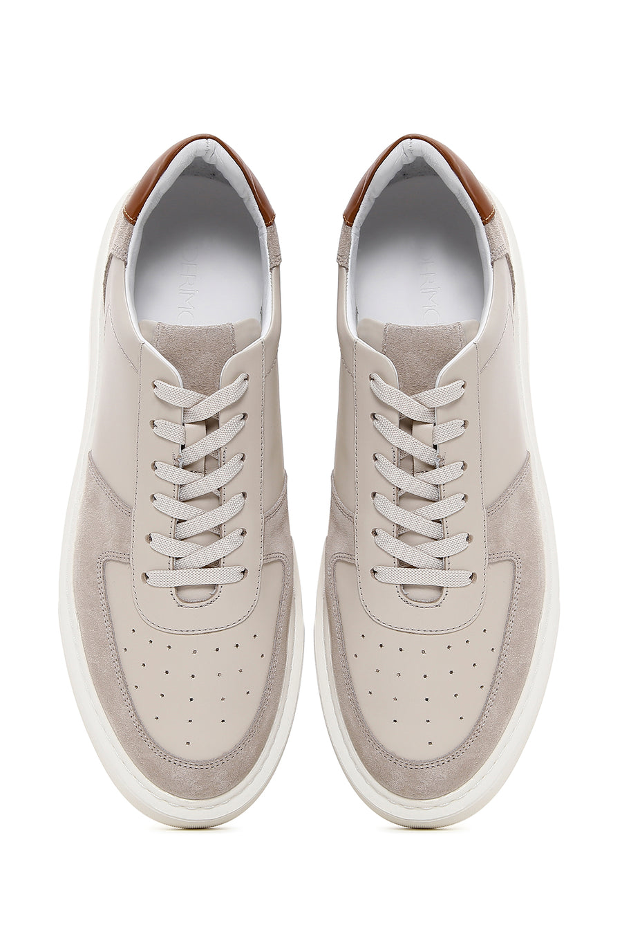 Erkek Bej Kalın Tabanlı Deri Sneaker
