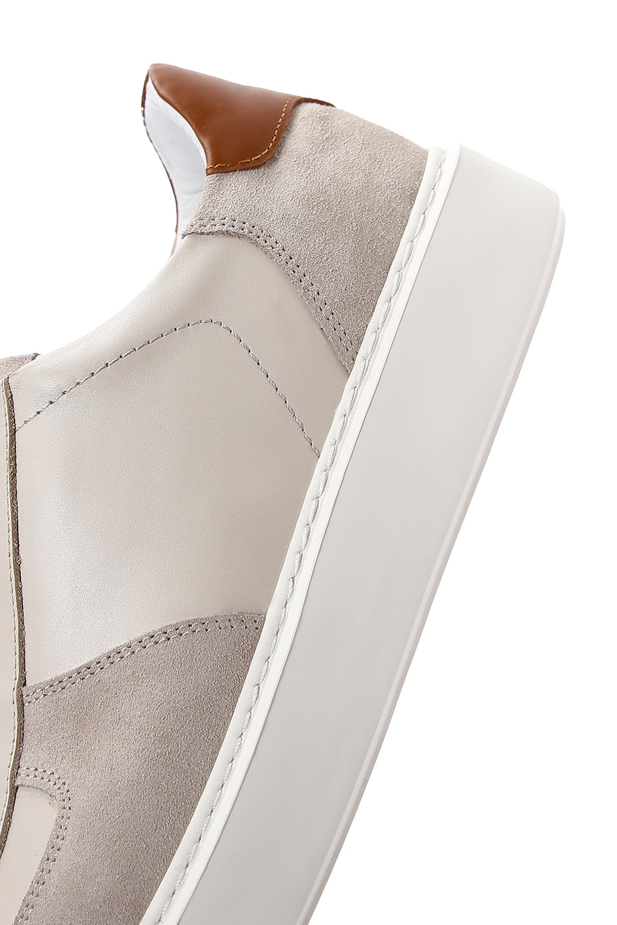 Erkek Bej Kalın Tabanlı Deri Sneaker