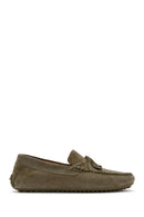 Men's Khaki Suede Leather Tasseled Daily Loafer | Derimod