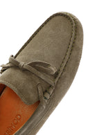 Men's Khaki Suede Leather Tasseled Daily Loafer | Derimod