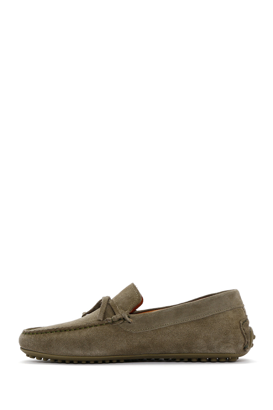 Men's Khaki Suede Leather Tasseled Daily Loafer