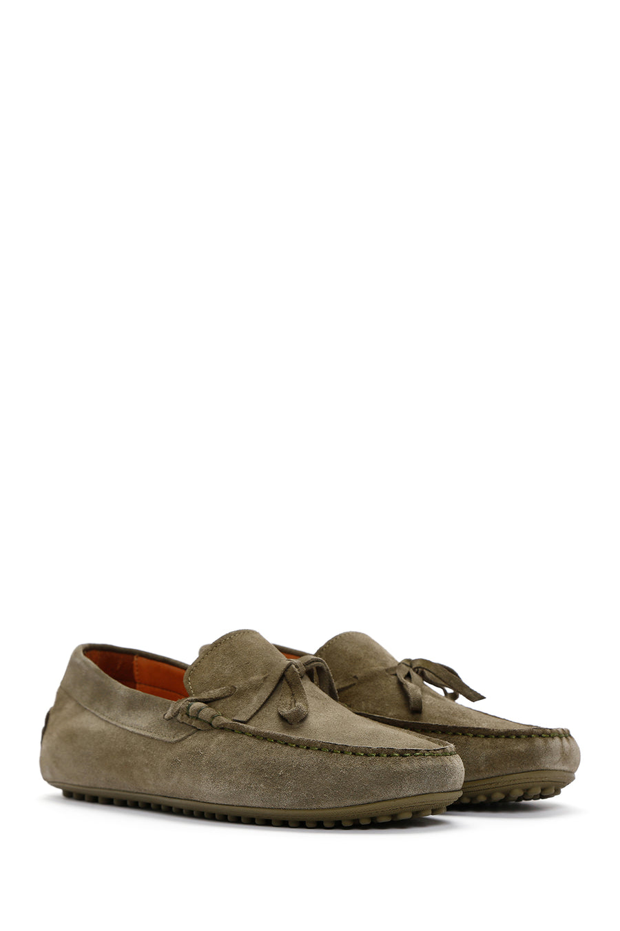 Men's Khaki Suede Leather Tasseled Daily Loafer