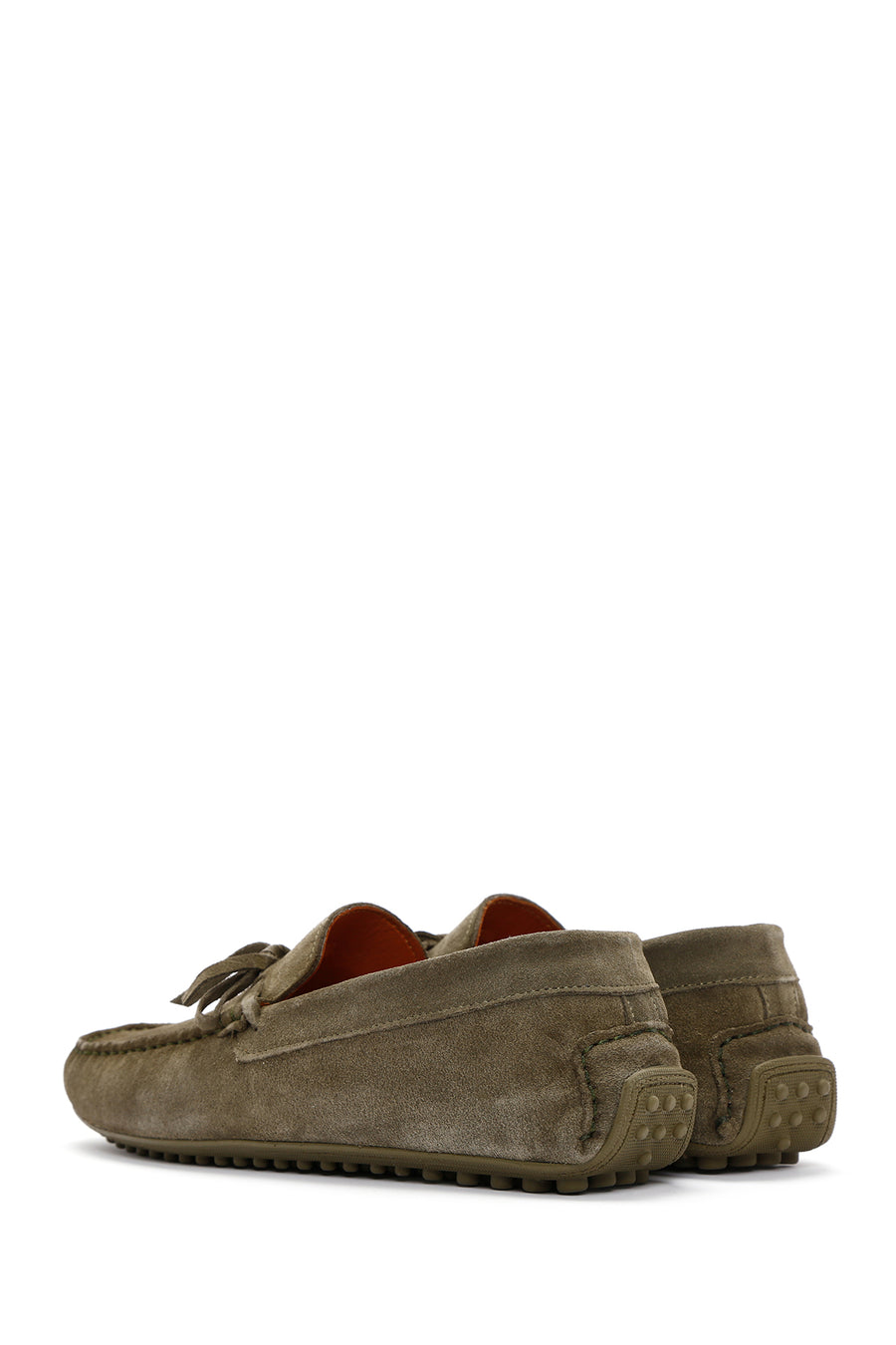 Men's Khaki Suede Leather Tasseled Daily Loafer