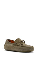 Men's Khaki Suede Leather Tasseled Daily Loafer | Derimod