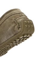 Men's Khaki Suede Leather Tasseled Daily Loafer | Derimod