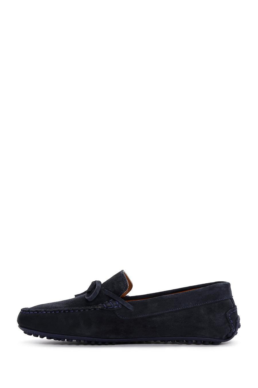 Men's Navy Blue Suede Leather Tasseled Daily Loafer