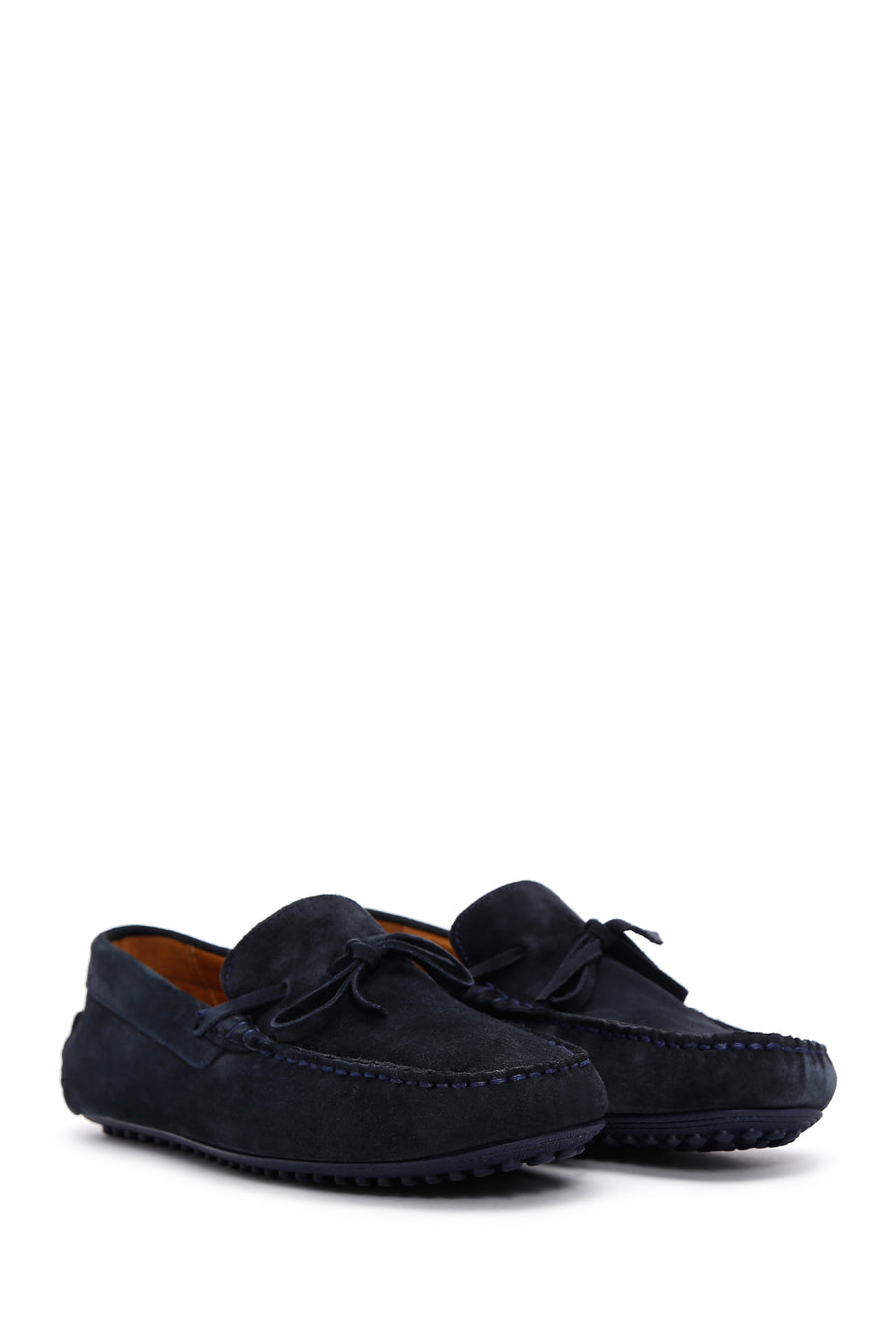 Men's Navy Blue Suede Leather Tasseled Daily Loafer