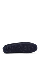 Men's Navy Blue Suede Leather Tasseled Daily Loafer | Derimod