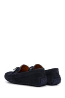Men's Navy Blue Suede Leather Tasseled Daily Loafer | Derimod