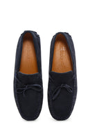 Men's Navy Blue Suede Leather Tasseled Daily Loafer | Derimod