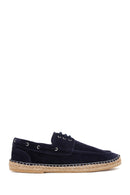 Men's Navy Blue Suede Leather Espadrille | Derimod