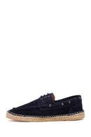 Men's Navy Blue Suede Leather Espadrille | Derimod