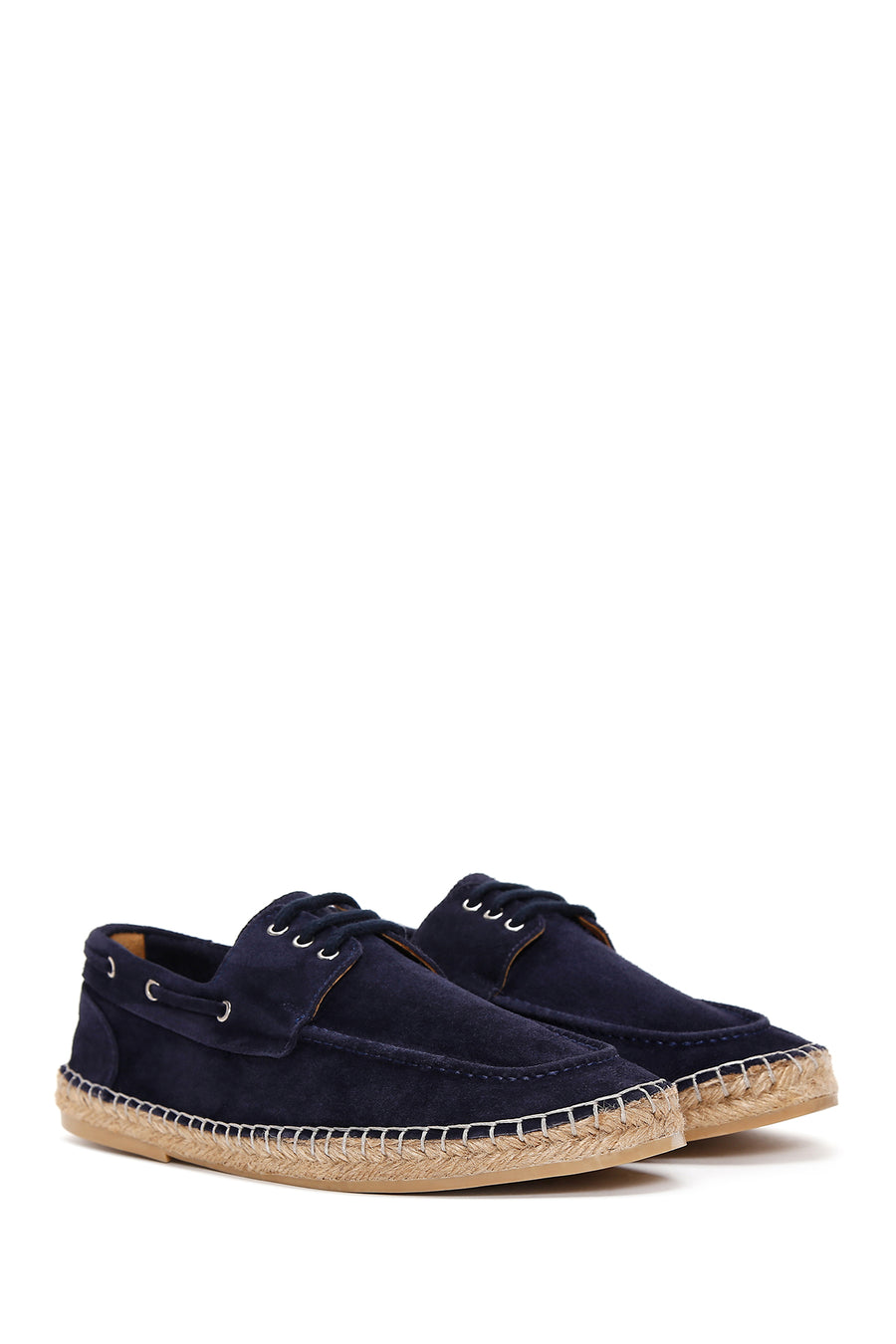 Men's Navy Blue Suede Leather Espadrille