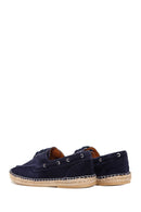 Men's Navy Blue Suede Leather Espadrille | Derimod