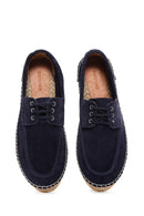Men's Navy Blue Suede Leather Espadrille | Derimod