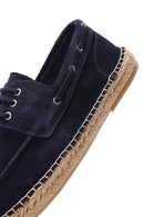 Men's Navy Blue Suede Leather Espadrille | Derimod
