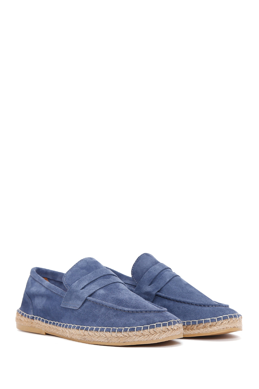 Men's Blue Suede Leather Espadrilles
