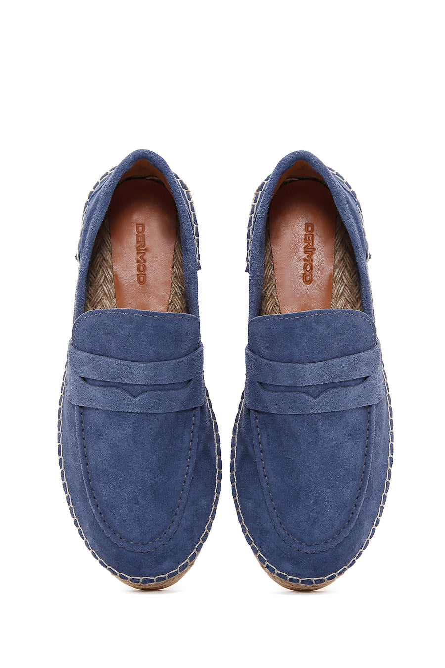 Men's Blue Suede Leather Espadrilles