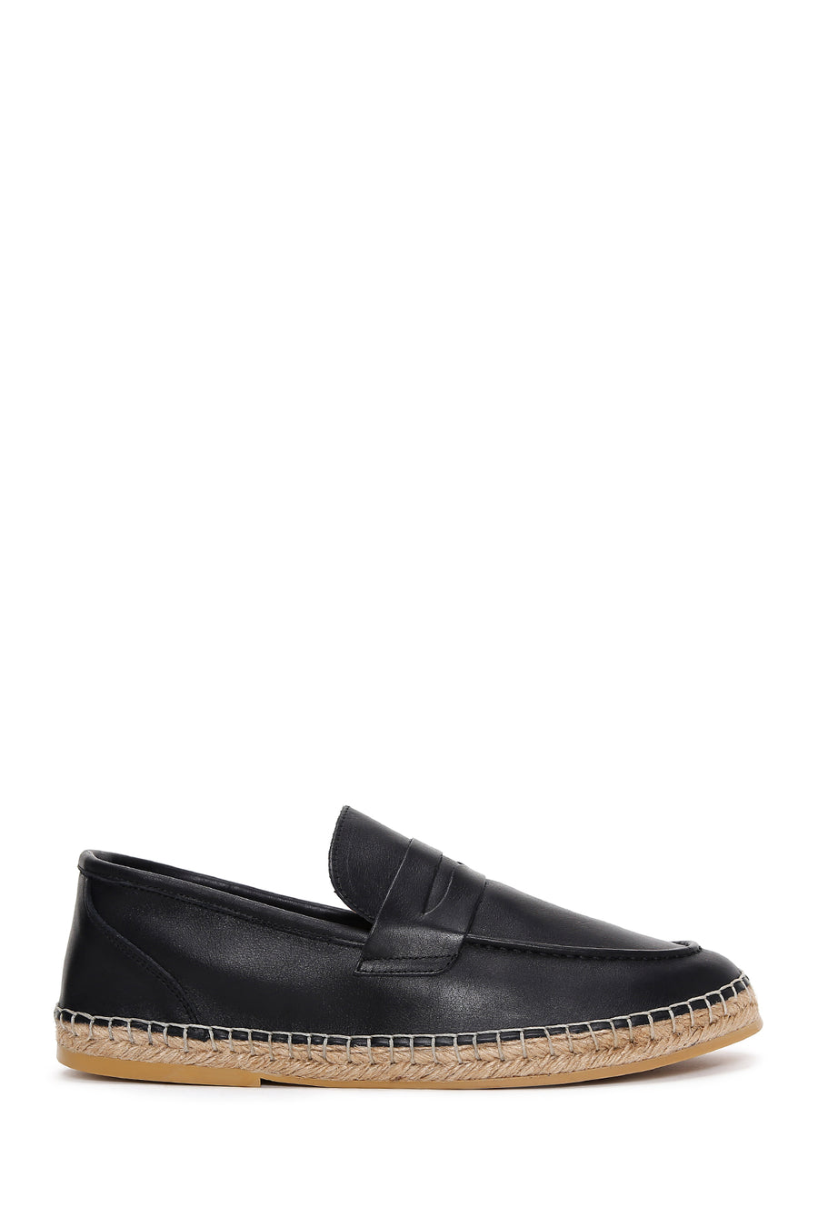 Men's Black Leather Espadrille 23SFD649518 | Derimod