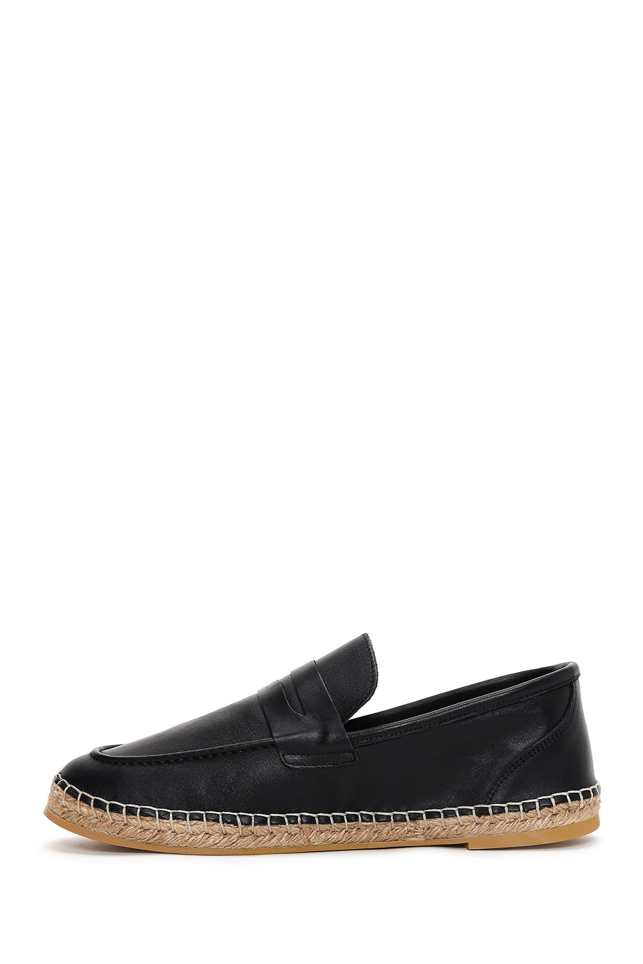 Men's Black Leather Espadrille