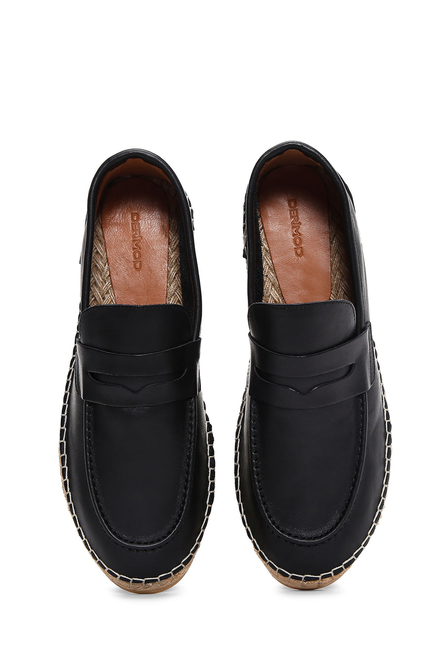 Men's Black Leather Espadrille