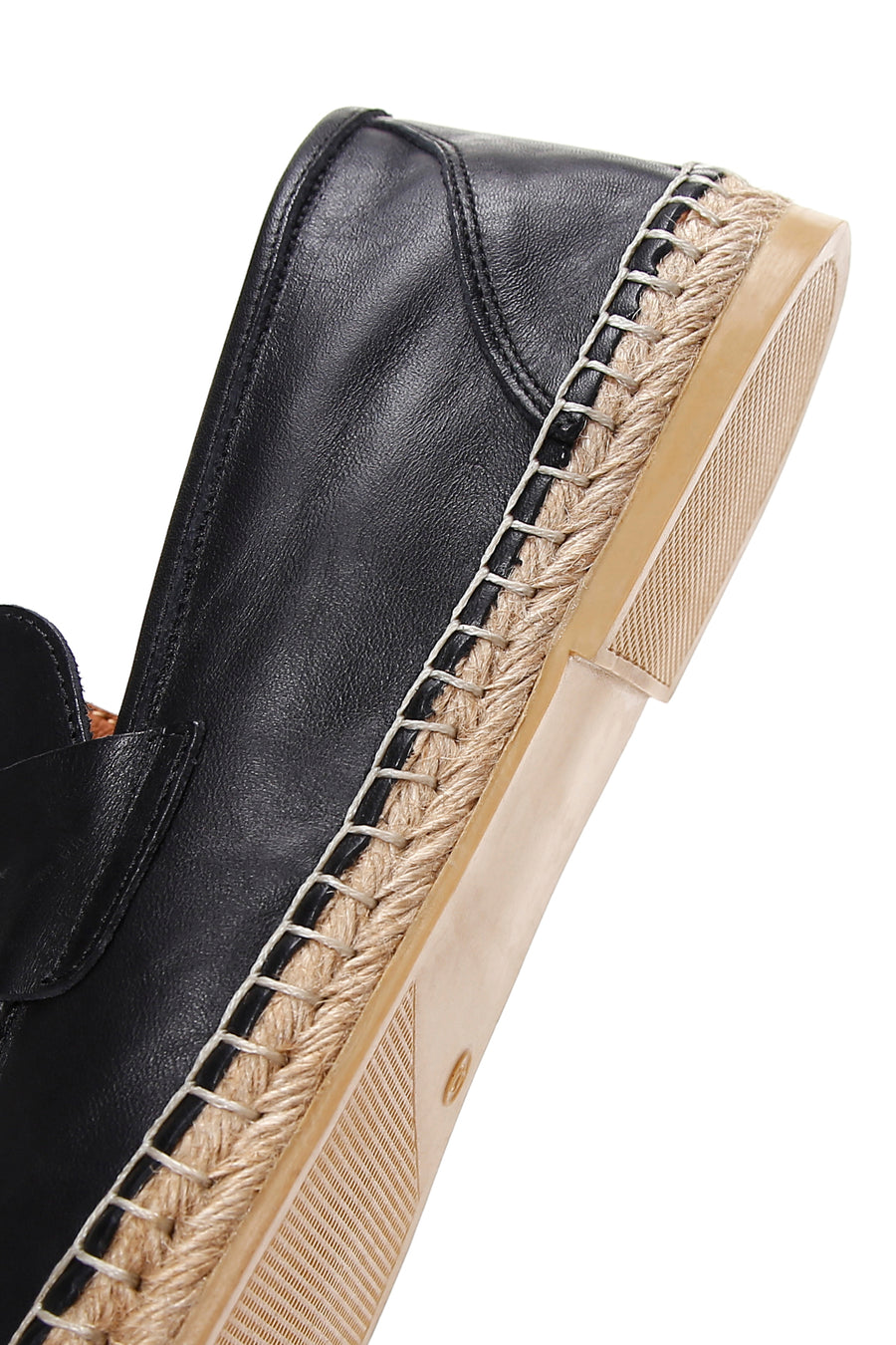 Men's Black Leather Espadrille
